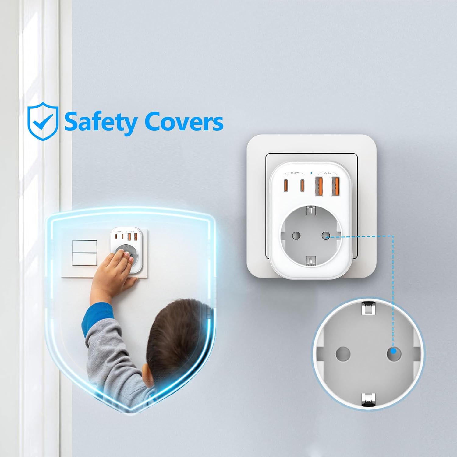 Thumbnail 5 de JSVER Adattatore di viaggio con PD20W 2500W