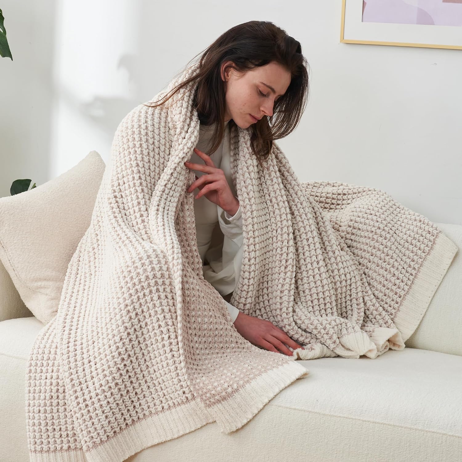 Detalle de Amélie Home Waffle Chenille Throw 50x60