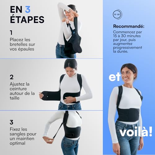 Thumbnail 6 de POSTURALIS Correcteur de Posture – Ceinture Dorsale/Lombaire avec 2 Supports d'Épaules (M)