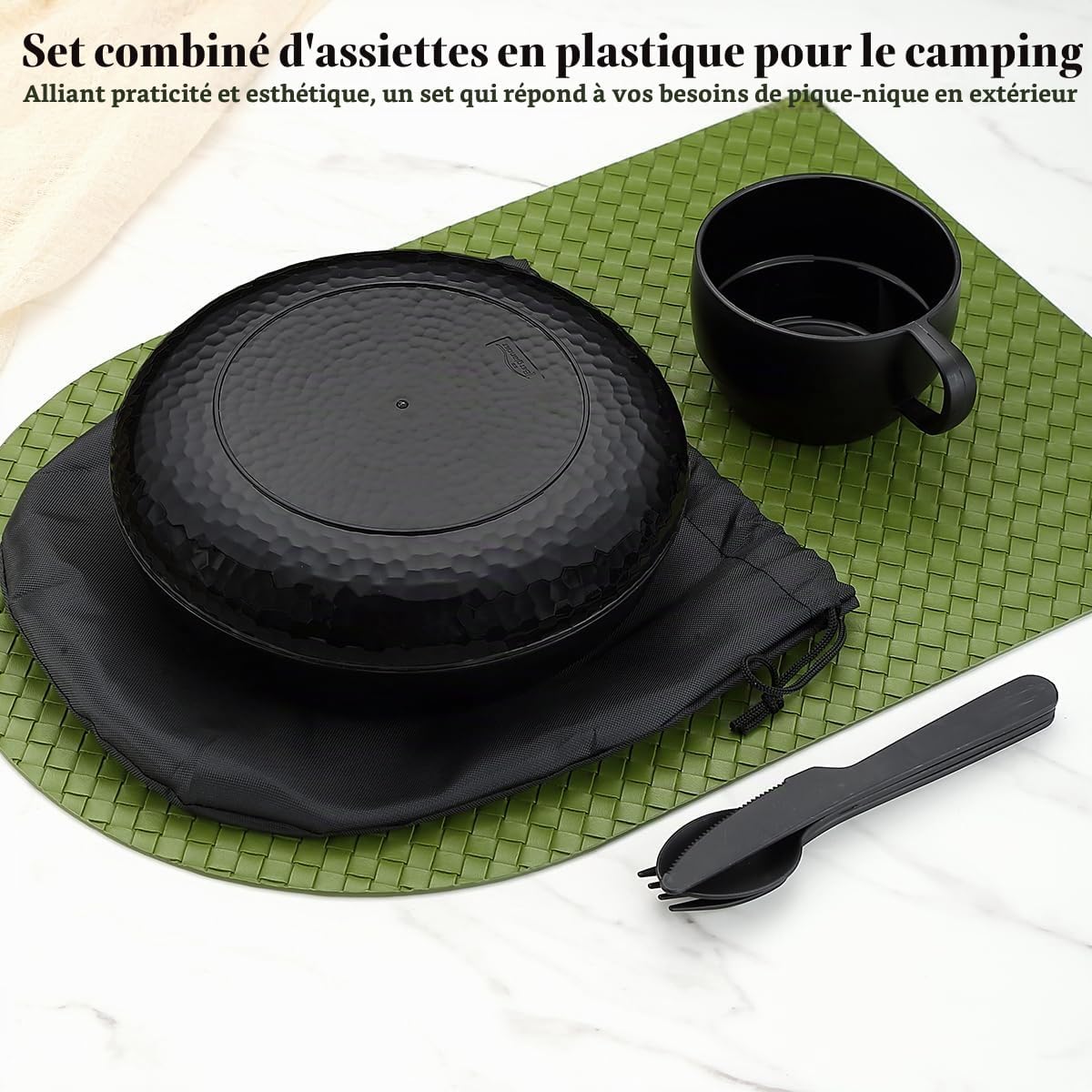 Detalle de Berglander BL.PP Camping Mess Kit.B campingset met bord, kom en draagtas