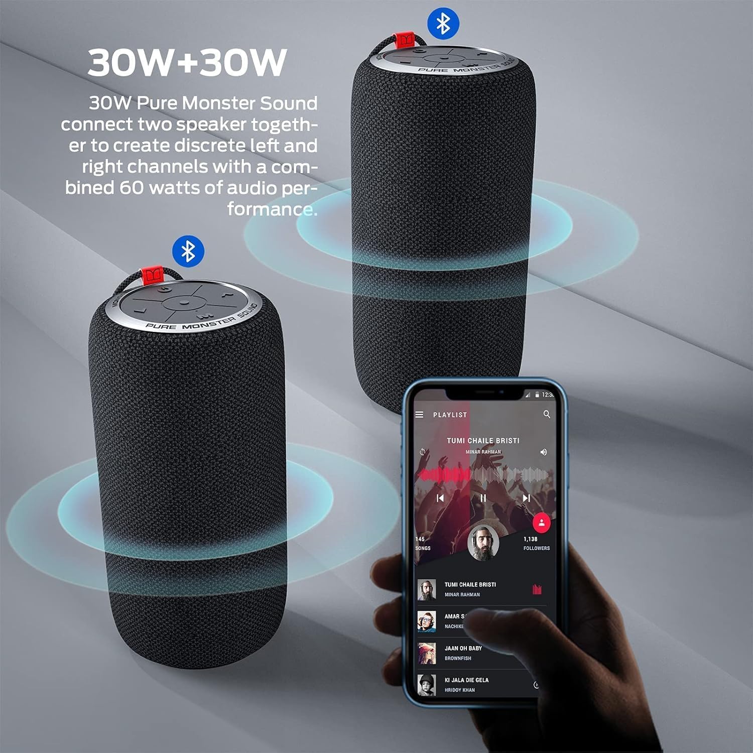 Detalle de Monster Superstar S310 Portable Bluetooth Speaker, Bluetooth 5.2, TWS Pairing