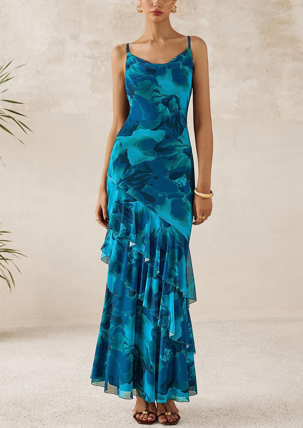 Thumbnail 2 de PRETTYGARDEN Maxi Dresses for Women 2026 Summer Tiered Floral Beach Sundress with Spaghetti Straps