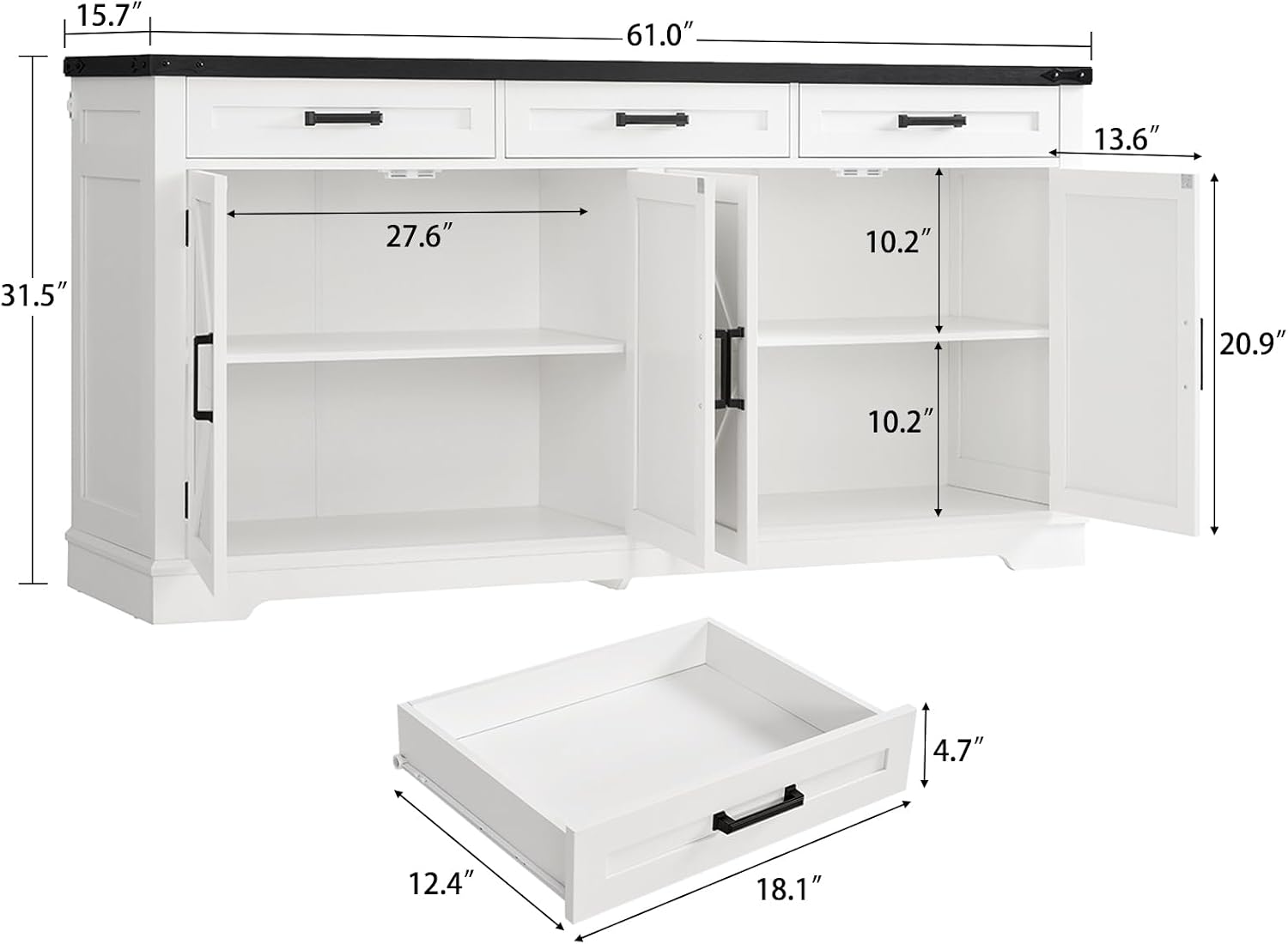 Detalle de Usikey Buffet Cabinet, 61-Inch