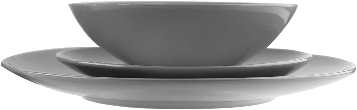 Detalle 1 de Amazon Basics QX-08701 – 18-elementowy zestaw naczyń dla 6 osób, dymnoszary