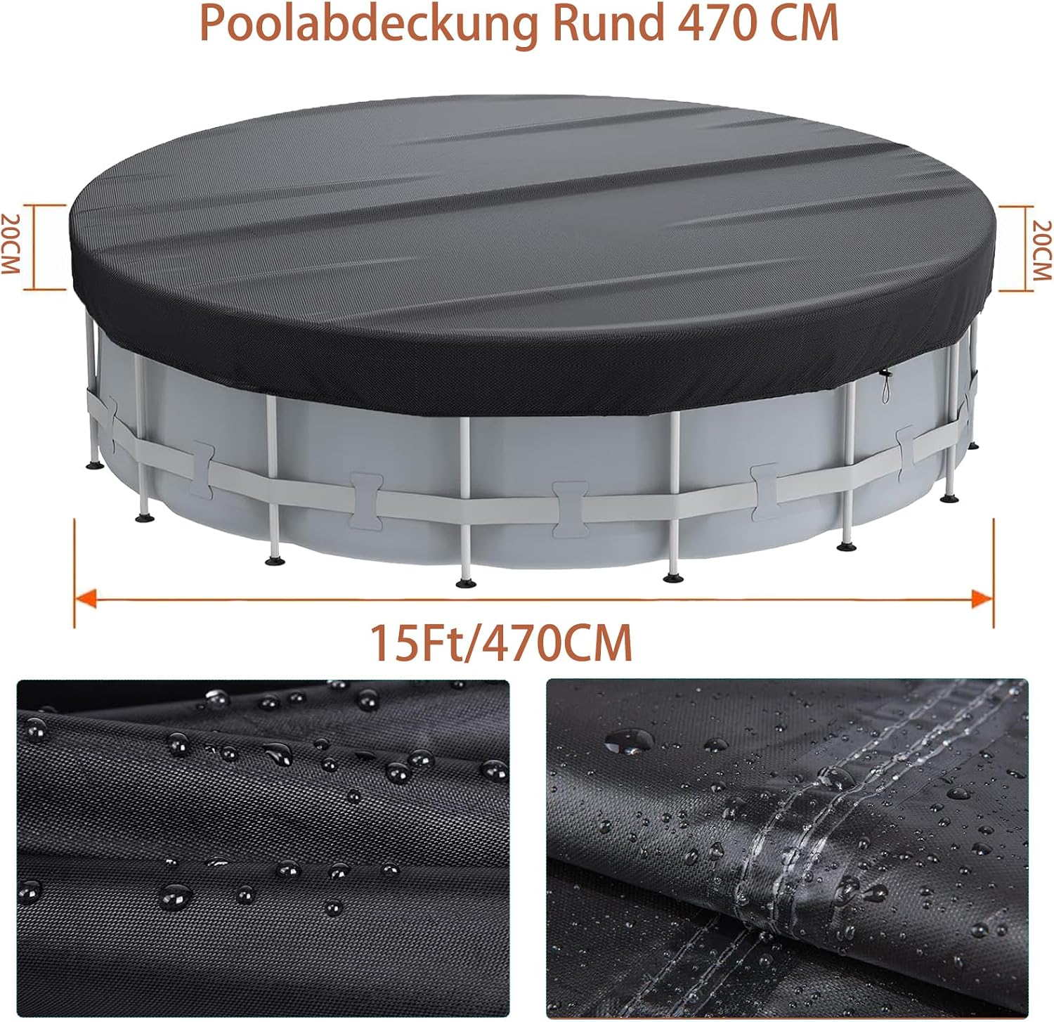 Detalle 2 de ytwkafa 305CM-420D vinteröverdrag för rund pool i 420D Oxfordtyg