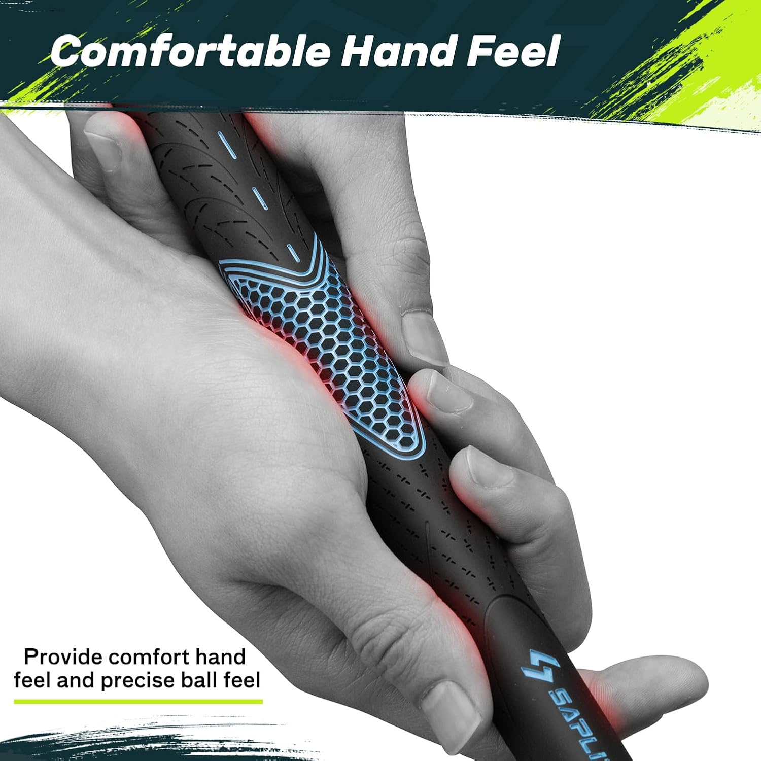 Detalle 2 de SAPLIZE CC01 rubber golf grips (13 grips) — anti-slip standard/midsize/oversize in 4 colours