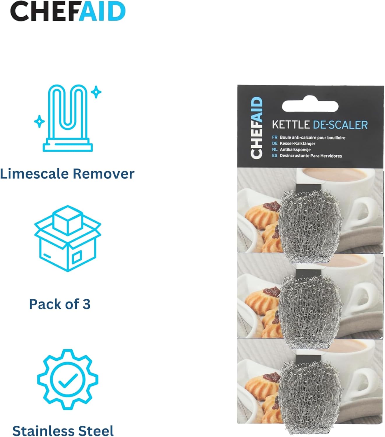 Thumbnail 3 de Chef Aid Stainless Steel Kettle Descalers Pack of 3