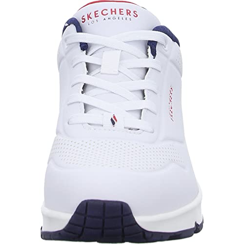 Detalle de Skechers Damen UNO Stand ON AIR Sneaker – WNVR White Durabuck, Navy & Red, Größe 36 EU