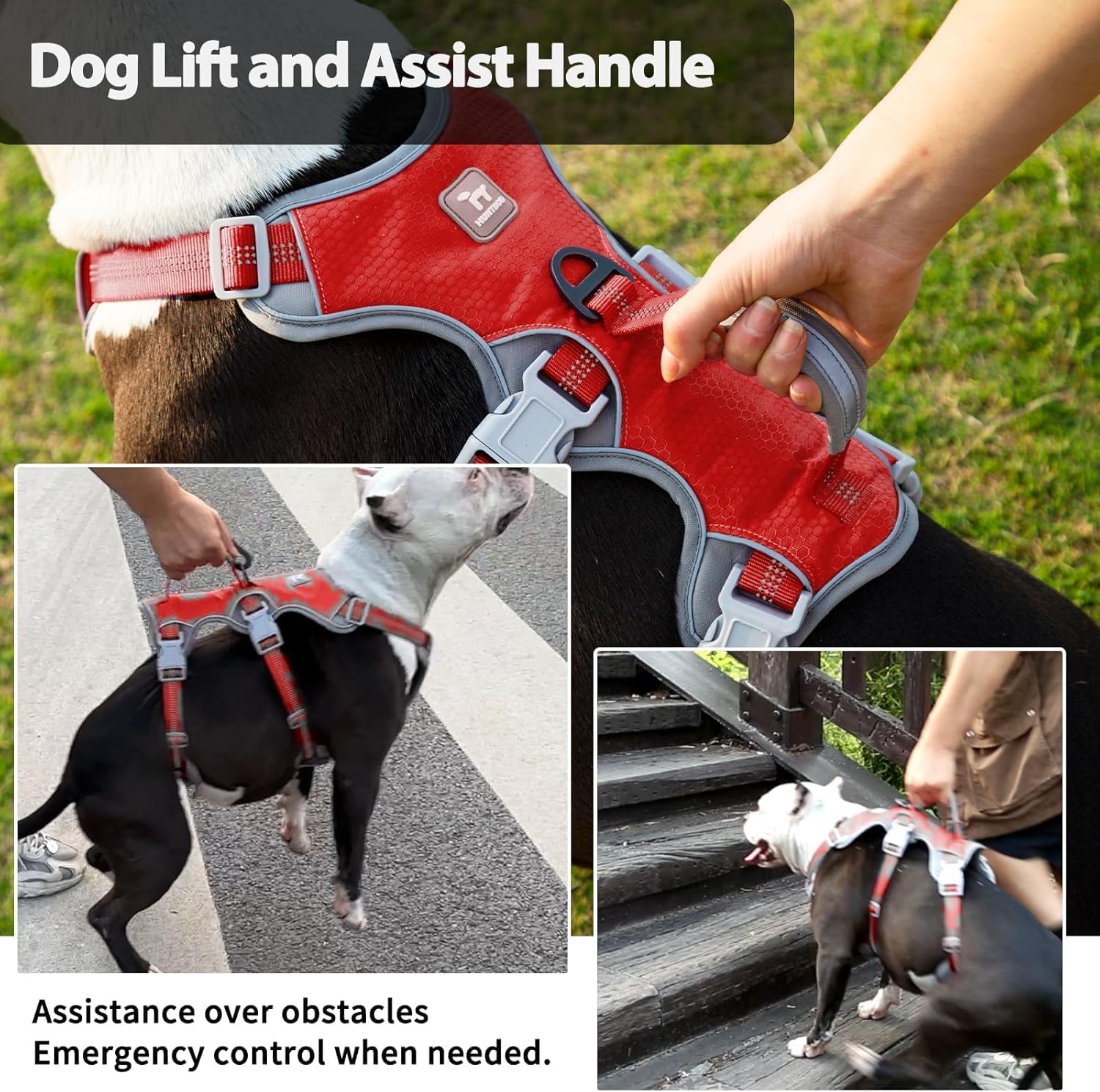 Thumbnail 3 de Huntboo Escape Proof Dog Harness (Medium) – Anti-Pull, Reflective, Adjustable with Handle (Red, Size S)