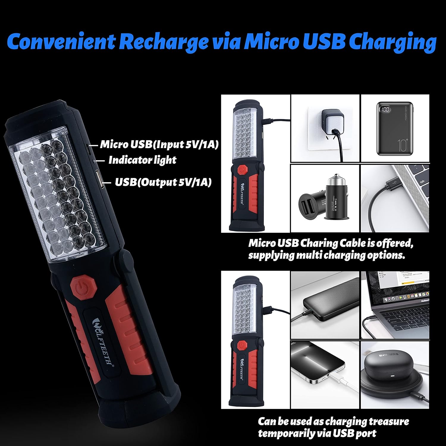 Detalle de Wolfteeth Rechargeable Work Light 1,000 lm 🔦