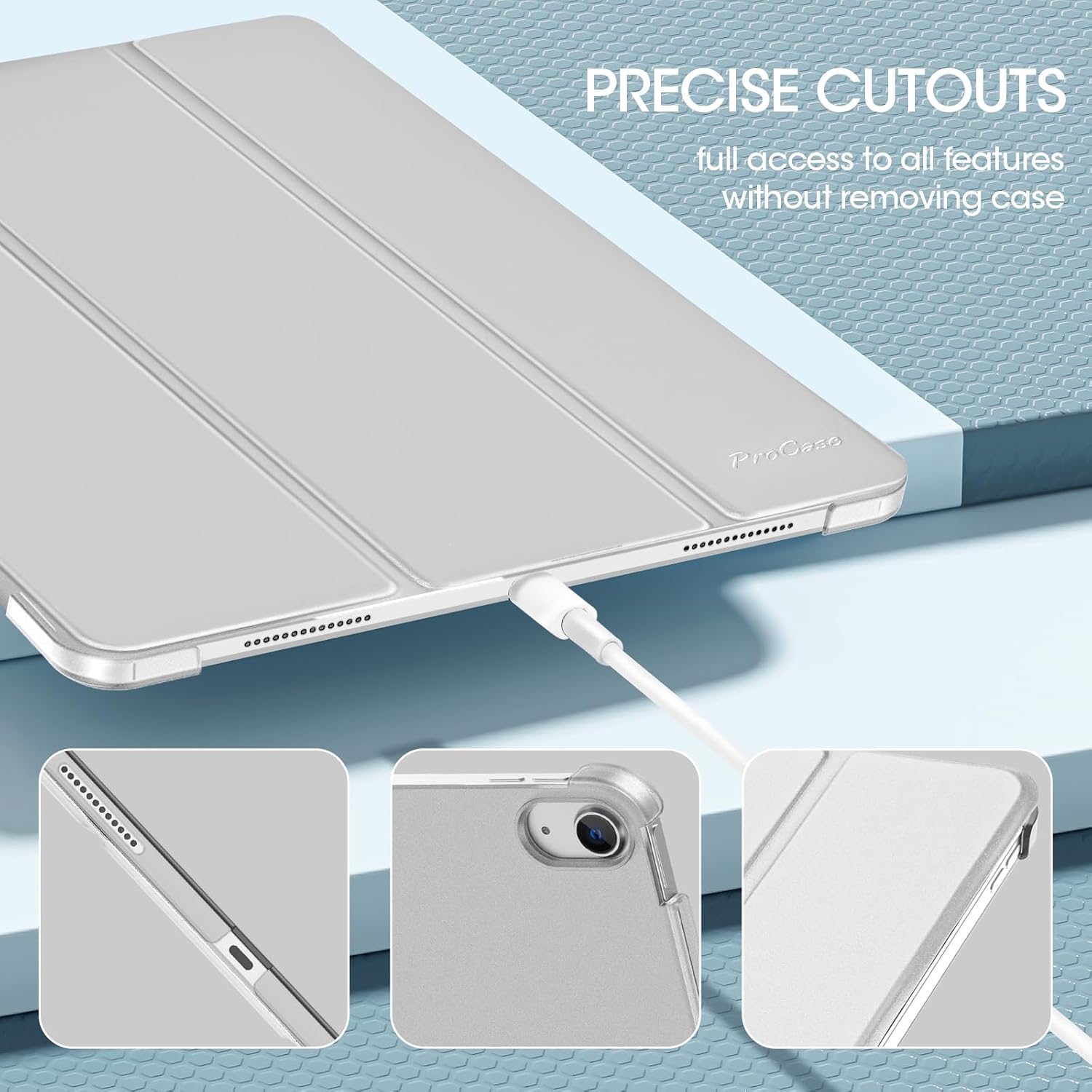 Thumbnail 5 de ProCase Hülle für iPad Air 13 Zoll M4/M3/M2 (2026/2025/2024) mit Smart Cover und transluzenter Rückseite – Silber