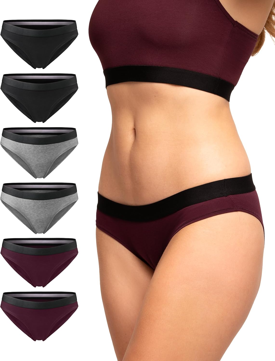 Detalle de DANISH ENDURANCE – Culotte coton bio stretch pour femme, lot de 3
