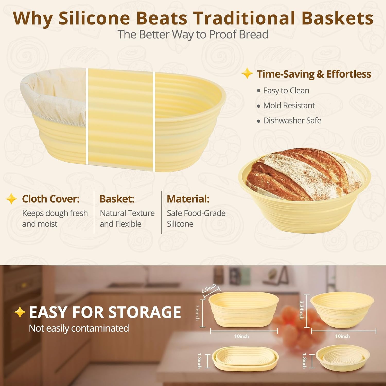 Detalle de Sourdough Starter Kit with Silicone Proofing Baskets