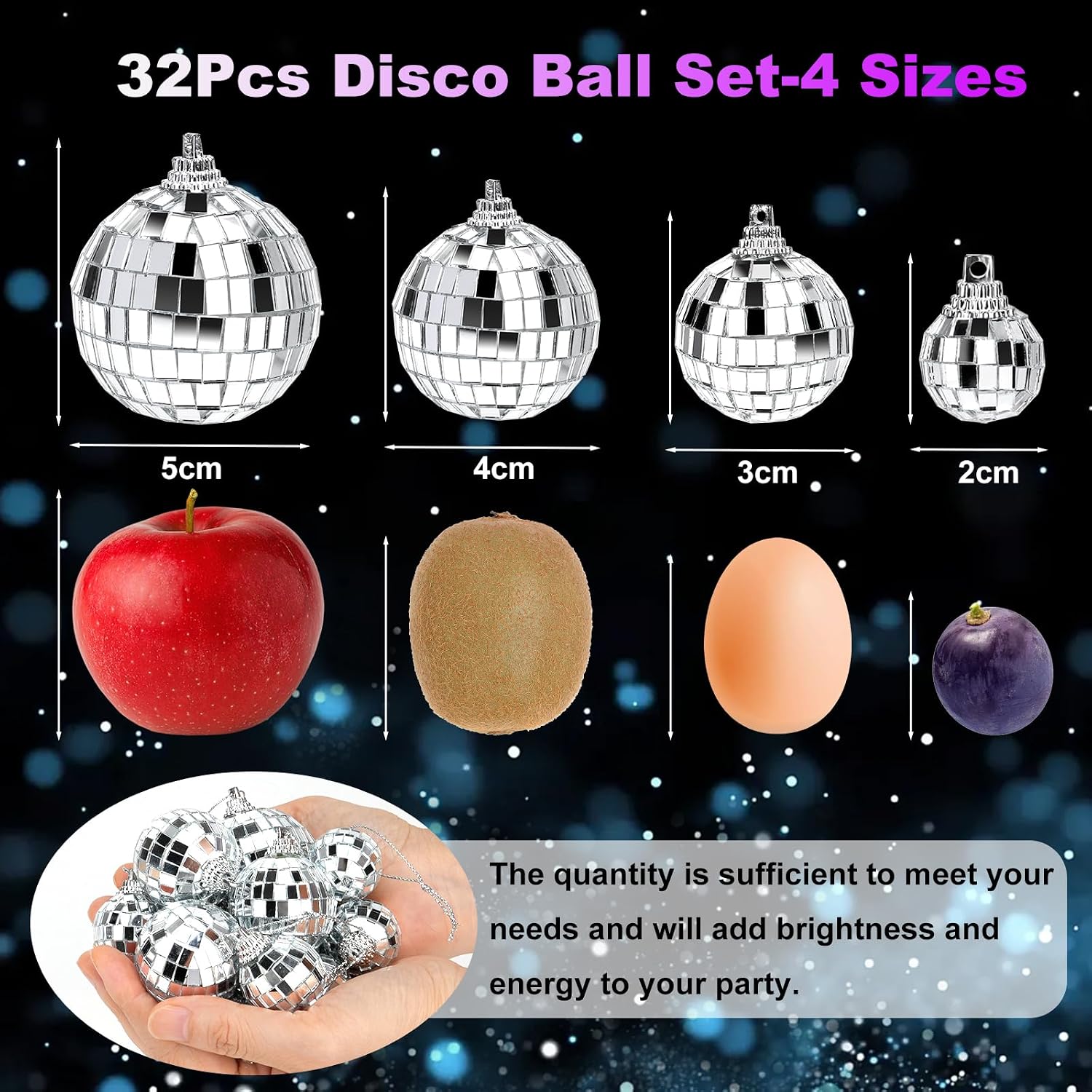 Detalle de Mobumeia 32 Teile Mini Discokugel Set – Deko Kugeln 2–5 cm