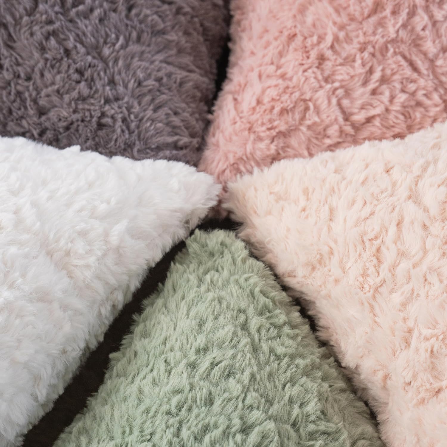 Thumbnail 5 de Neelvin 2er Set Kissenbezug aus Kunstfell (Creme Weiß) 45 x 45 cm