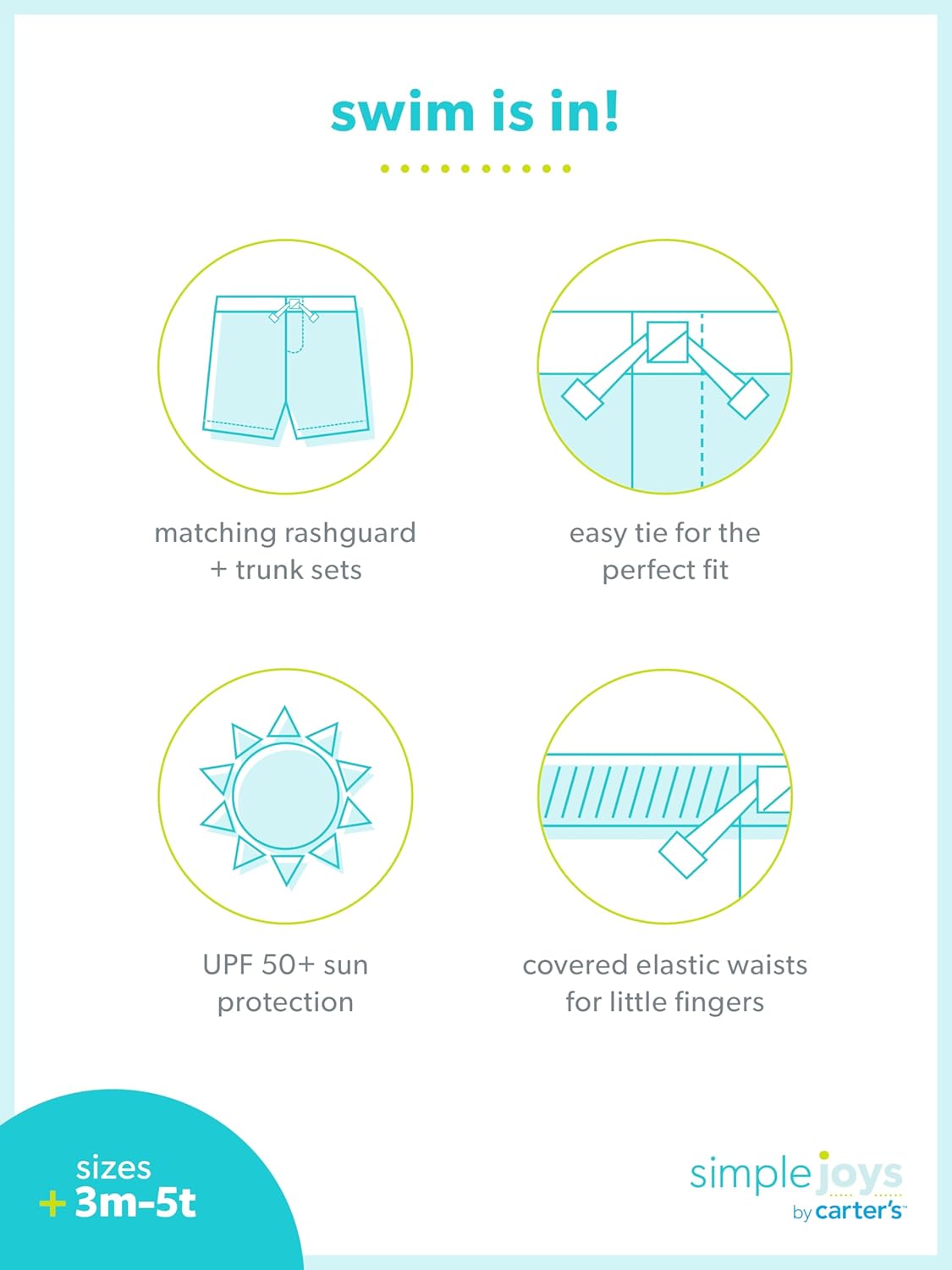Detalle de Simple Joys by Carter's Baby Boys' Swimsuit Trunk and Rashguard Set