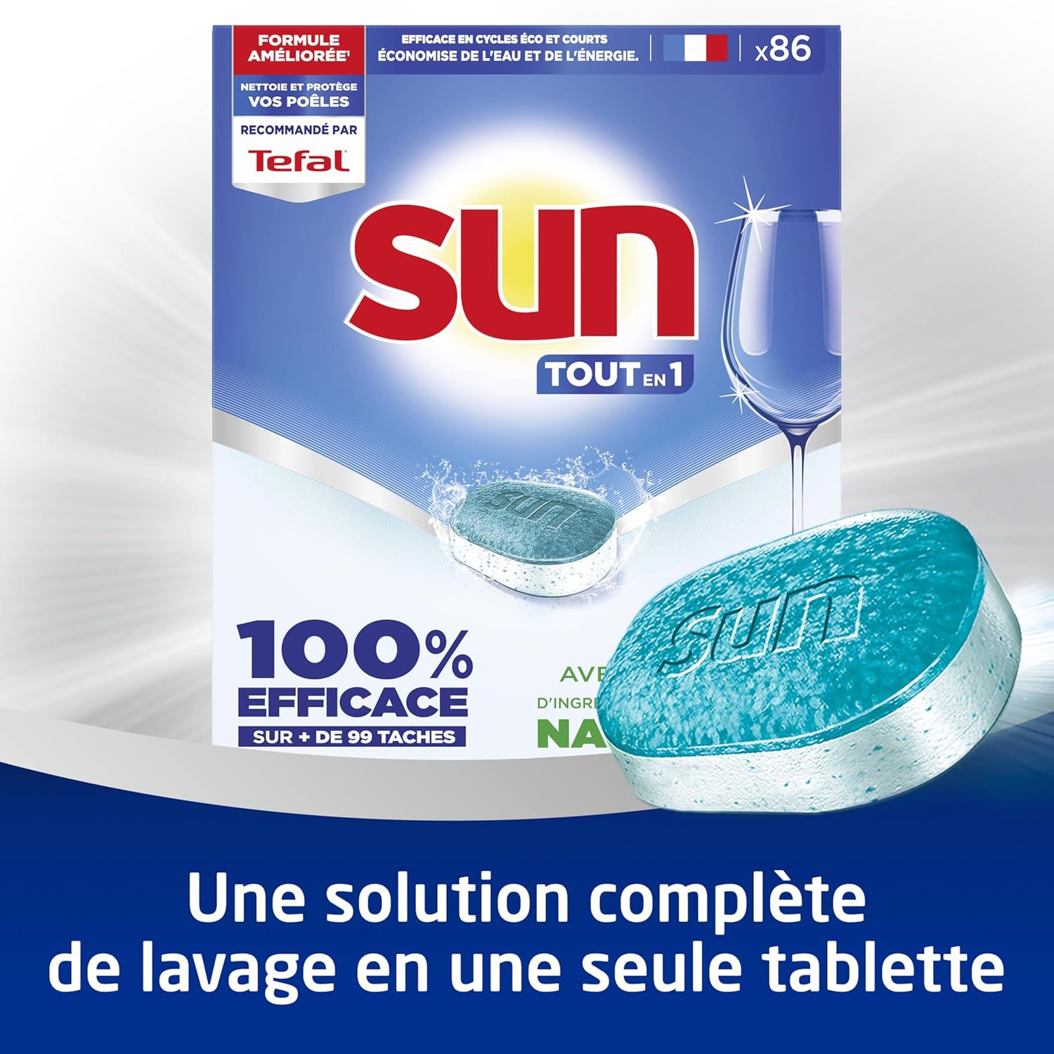 Thumbnail 2 de SUN – Pastilles lave-vaisselle Tout en 1 Regular, 86 tablettes, 85% d'ingrédients d'origine naturelle, fabriqué en France