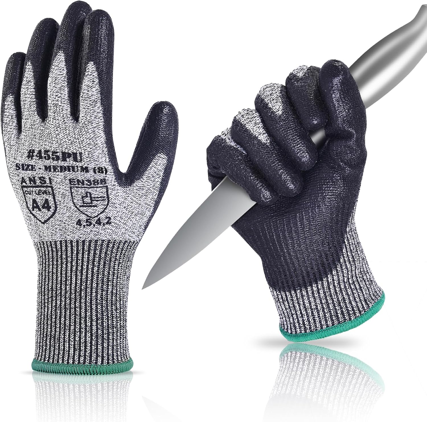 Detalle de Donfri 1 Pair Cut Resistant Gloves – High Performance Level 5, PU-Coated, Medium