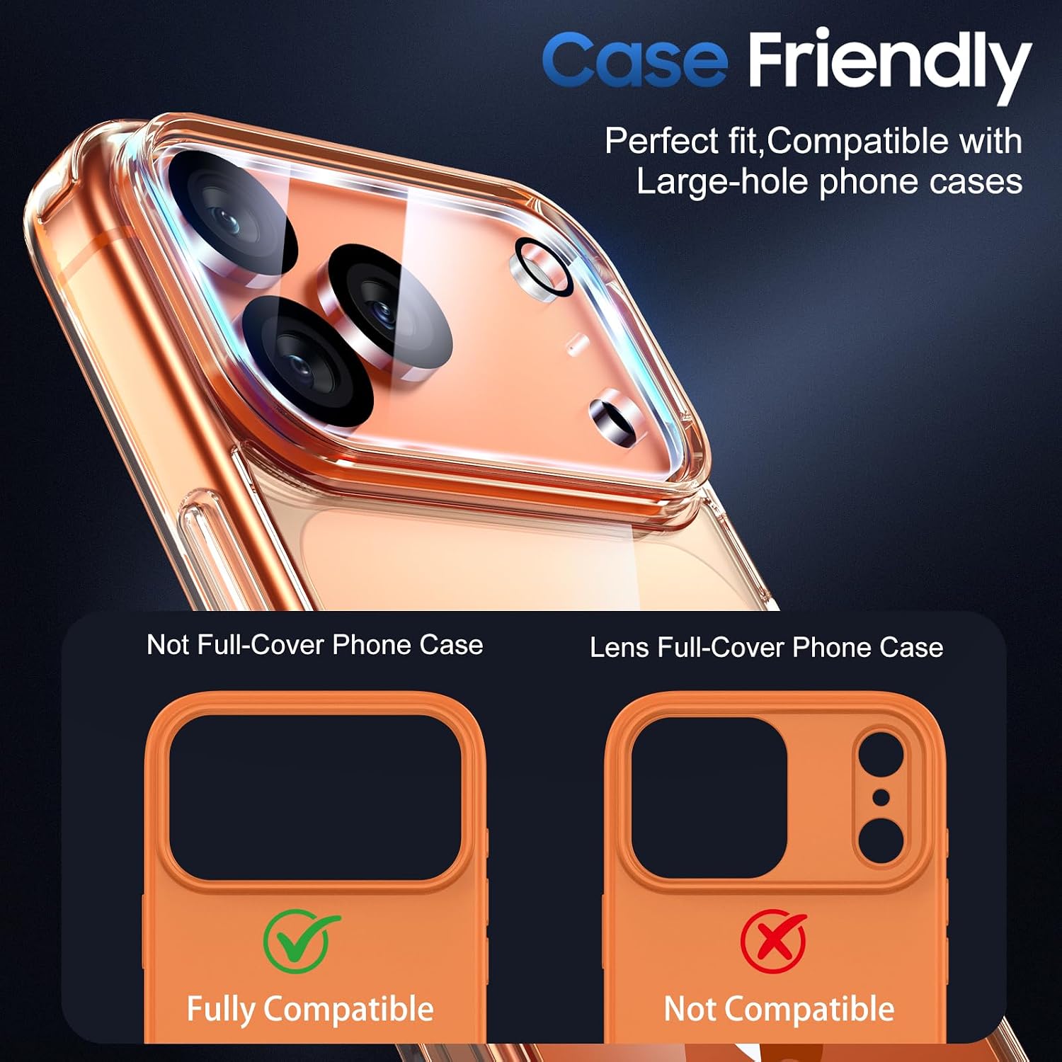 Detalle 2 de UniqueMe 17jtm-02 iPhone 17 Pro Camera Lens Protector, 3-Pack, 9H Glass