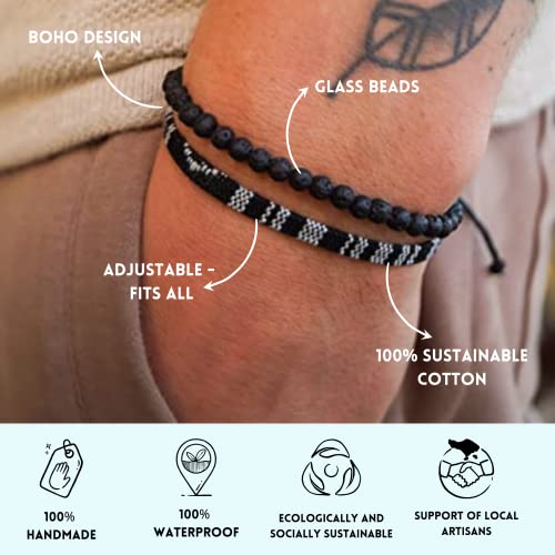 Thumbnail 4 de Braccialetto di Perle Surfer Boho Set di 2 di Made by Nami – Unisex, Fatti a Mano, Stile Azteco