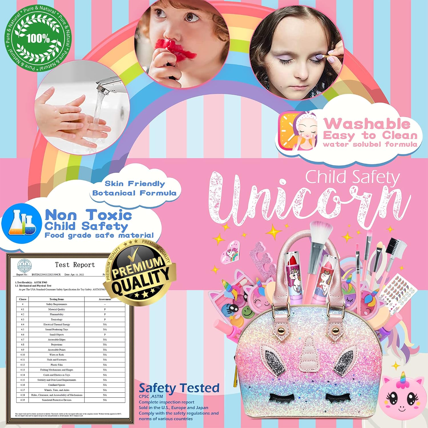 Detalle de Kids Makeup Sets for Girls — Unicorn Washable Starter Kit