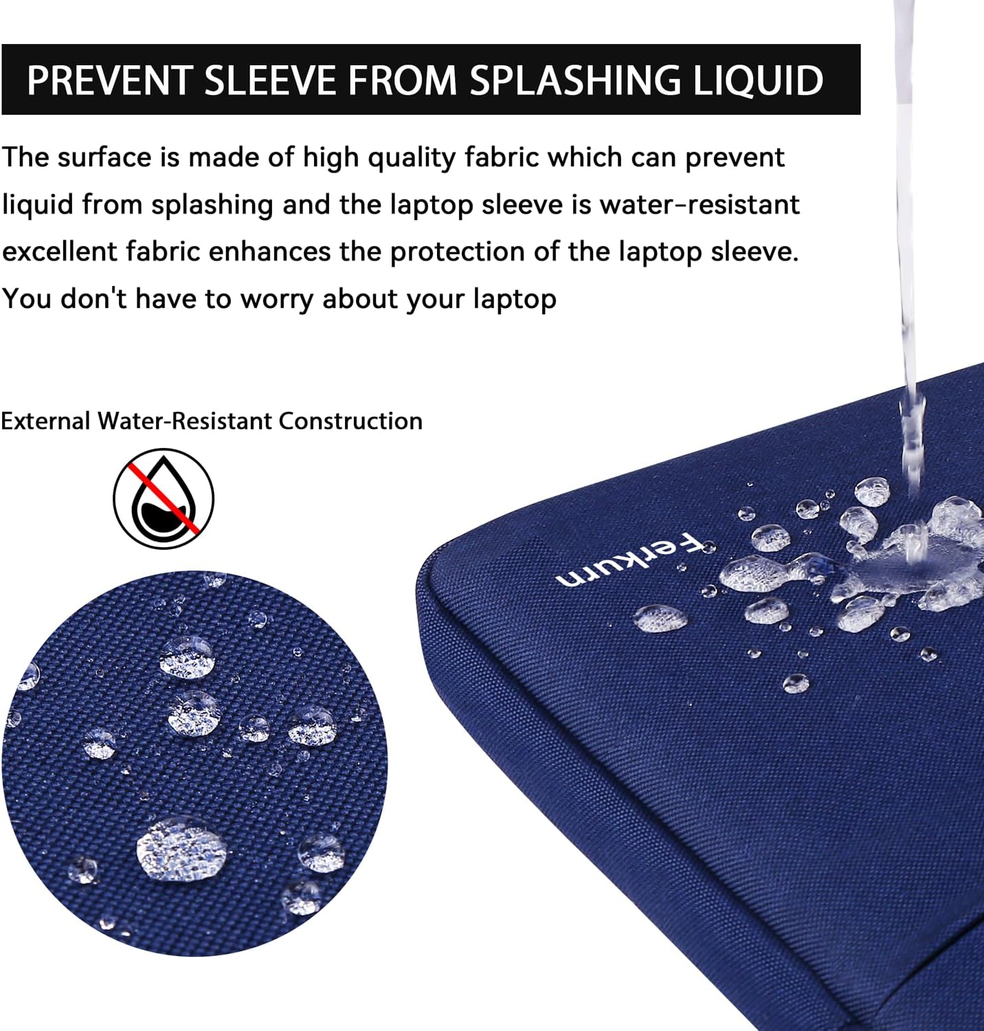 Thumbnail 3 de Ferkurn 14-inch Laptop Sleeve Case – Waterproof Slim Cover (Blue) for MacBook Air/Pro, iPad, Surface Pro and More