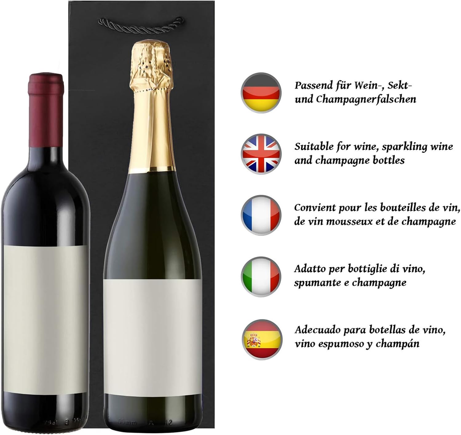 Thumbnail 3 de 10 Flaschentüten Geschenktüten für Weingeschenke (Wein, Prosecco, Champagner) – zum sicheren Verschenken