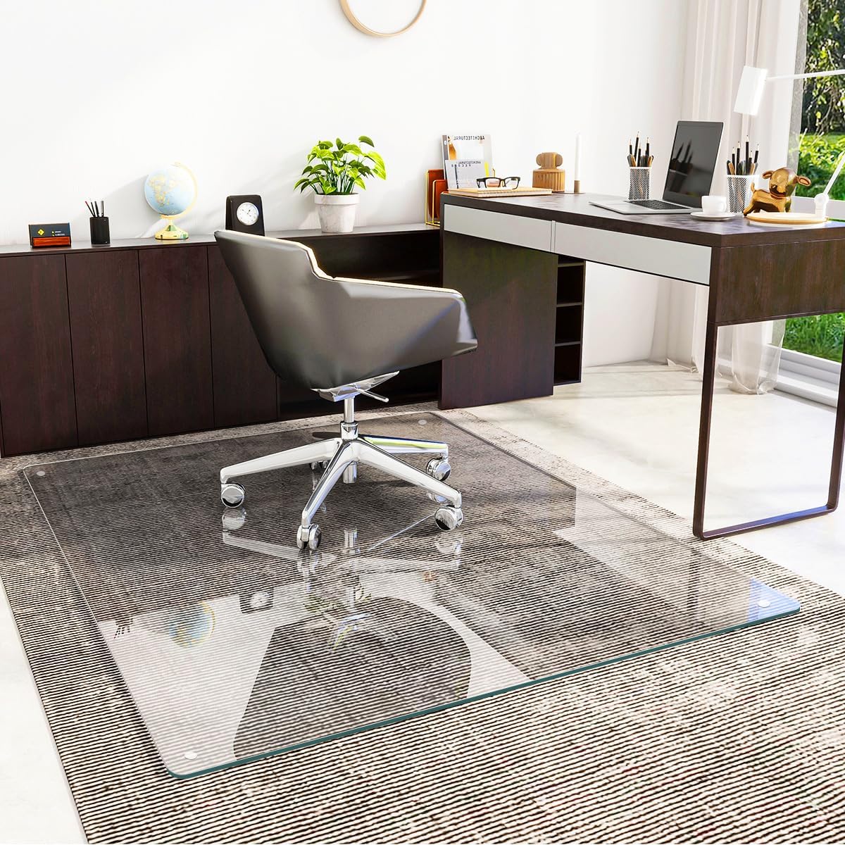 Detalle 2 de Koonmi K-GlassMat 4655-5MM Glass Chair Mat, 46 x 55-Inch Tempered Glass