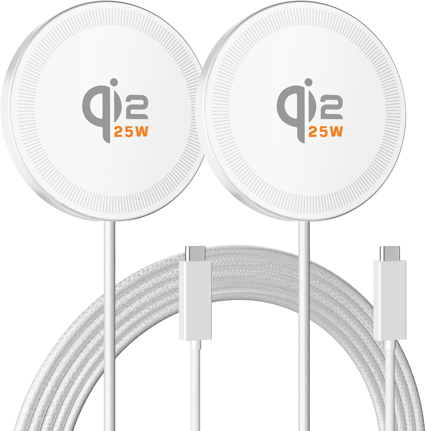 Detalle de 25W Magnetic Wireless Charger: Qi2.2 Fast Charging Pad (2-Pack) for iPhone, Pixel, Galaxy, AirPods – Travel-Ready Magnetic Charging