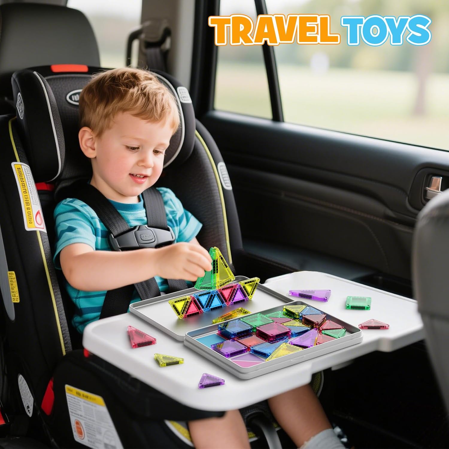 Thumbnail 2 de MEIQ 42PCS Mini Magnetic Tiles Travel Set
