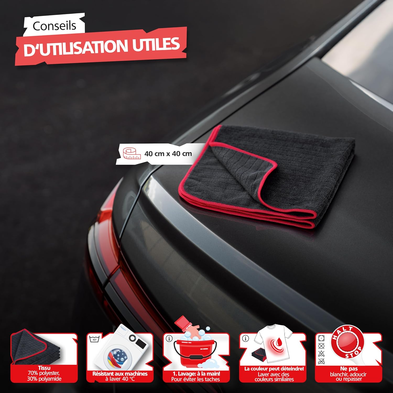 Thumbnail 6 de Chiffons microfibres Springer ZX1300 (lot de 4) 40 x 40 cm – anti-rayures, ultra absorbants, sans peluches