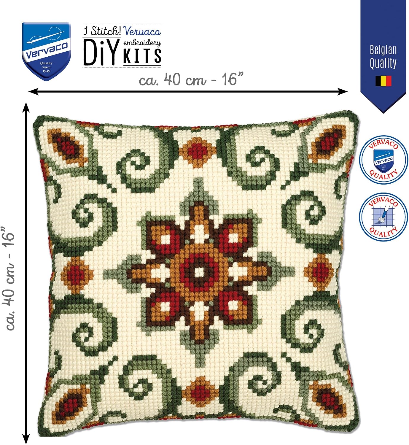 Detalle 2 de VERVACO GEOMETRIA – zestaw do haftu krzyżykowego na poduszkę 40 × 40 cm