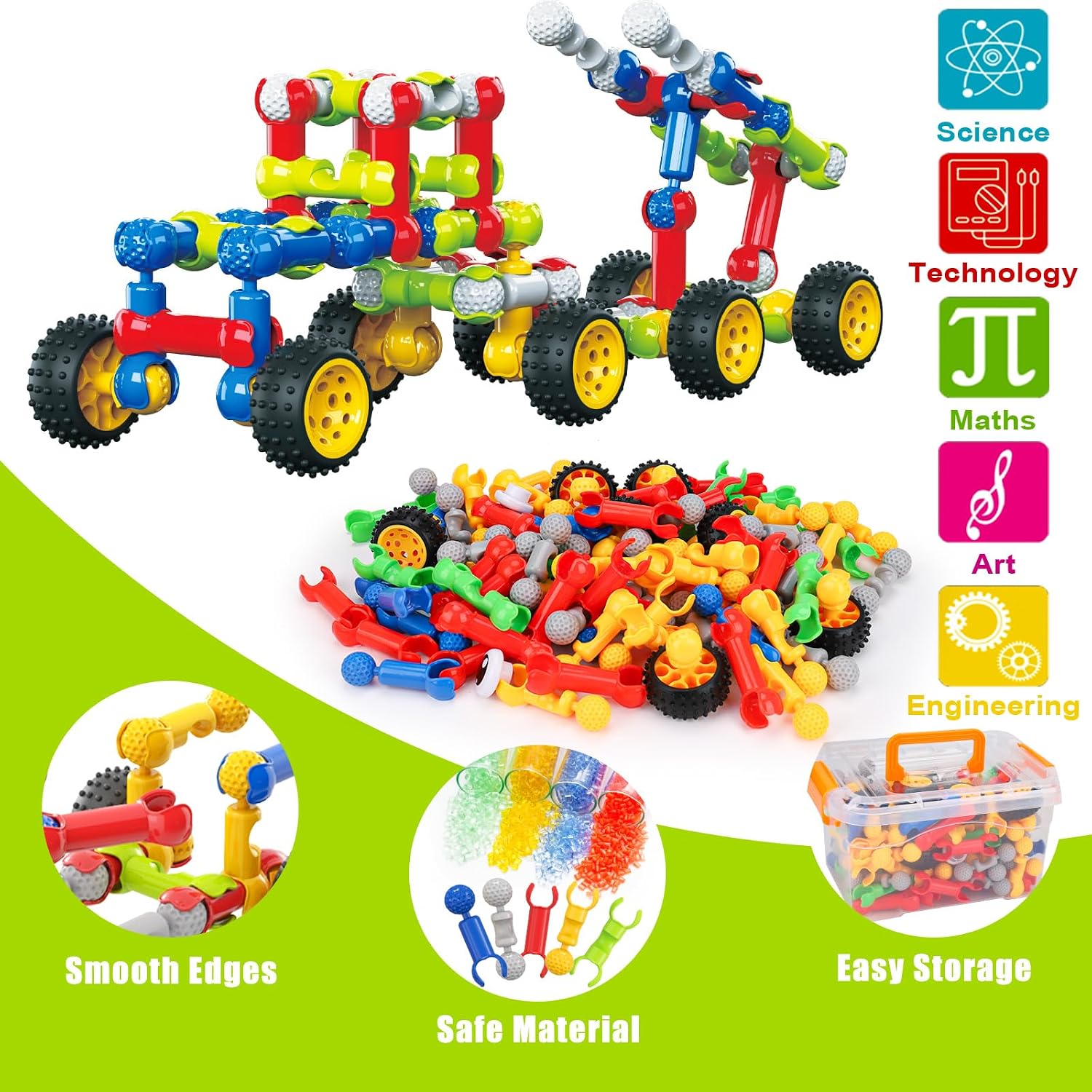 Thumbnail 1 de Kids STEM Building Toys for 4-8 Year Old Boys – 186PCS Educational Engineering Construction Set