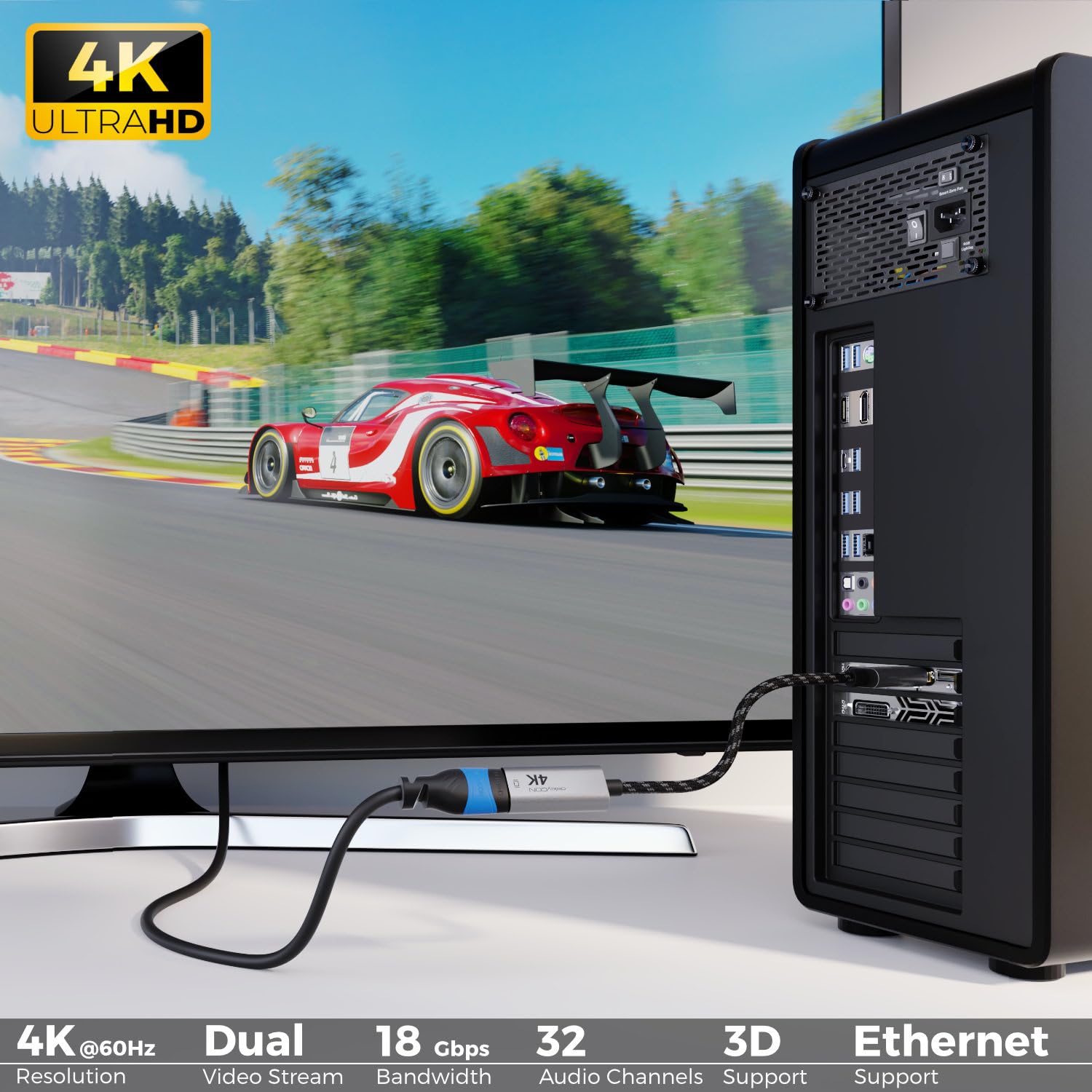 Thumbnail 3 de deleyCON 4K DisplayPort zu HDMI Adapter – 4K@60Hz, Aluminiumgehäuse, Plug & Play