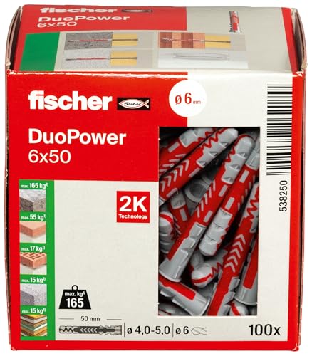 Detalle de Fischer DuoPower 6 x 50 Universal-Dübel – 100 Stück