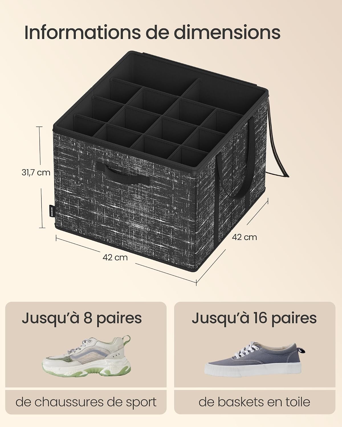 Detalle 2 de Organisateur de chaussures SONGMICS 16 paires