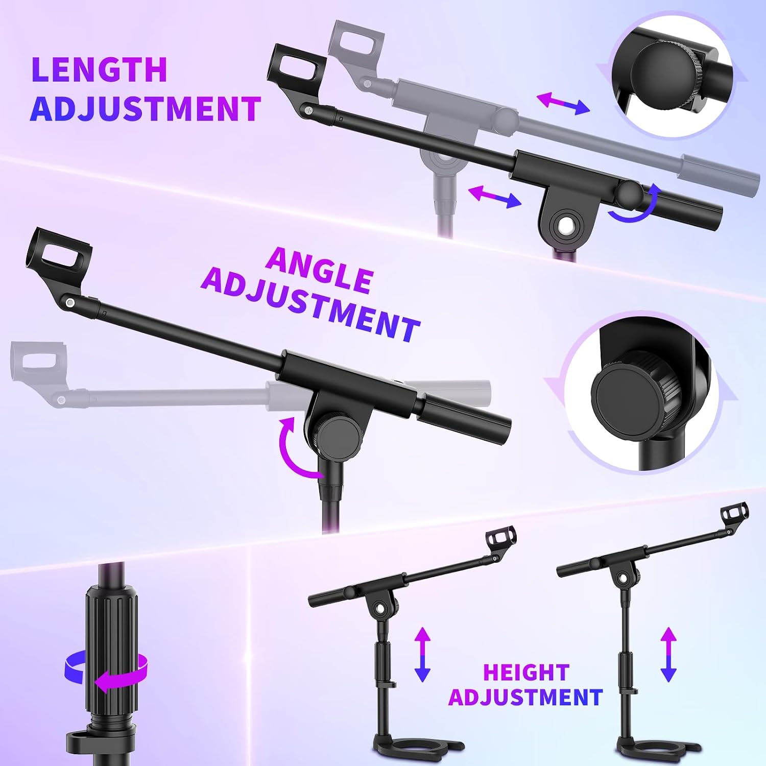 Detalle de futrue-wolker Basic Mount Desktop Microphone Stand with Adjustable Boom Arm