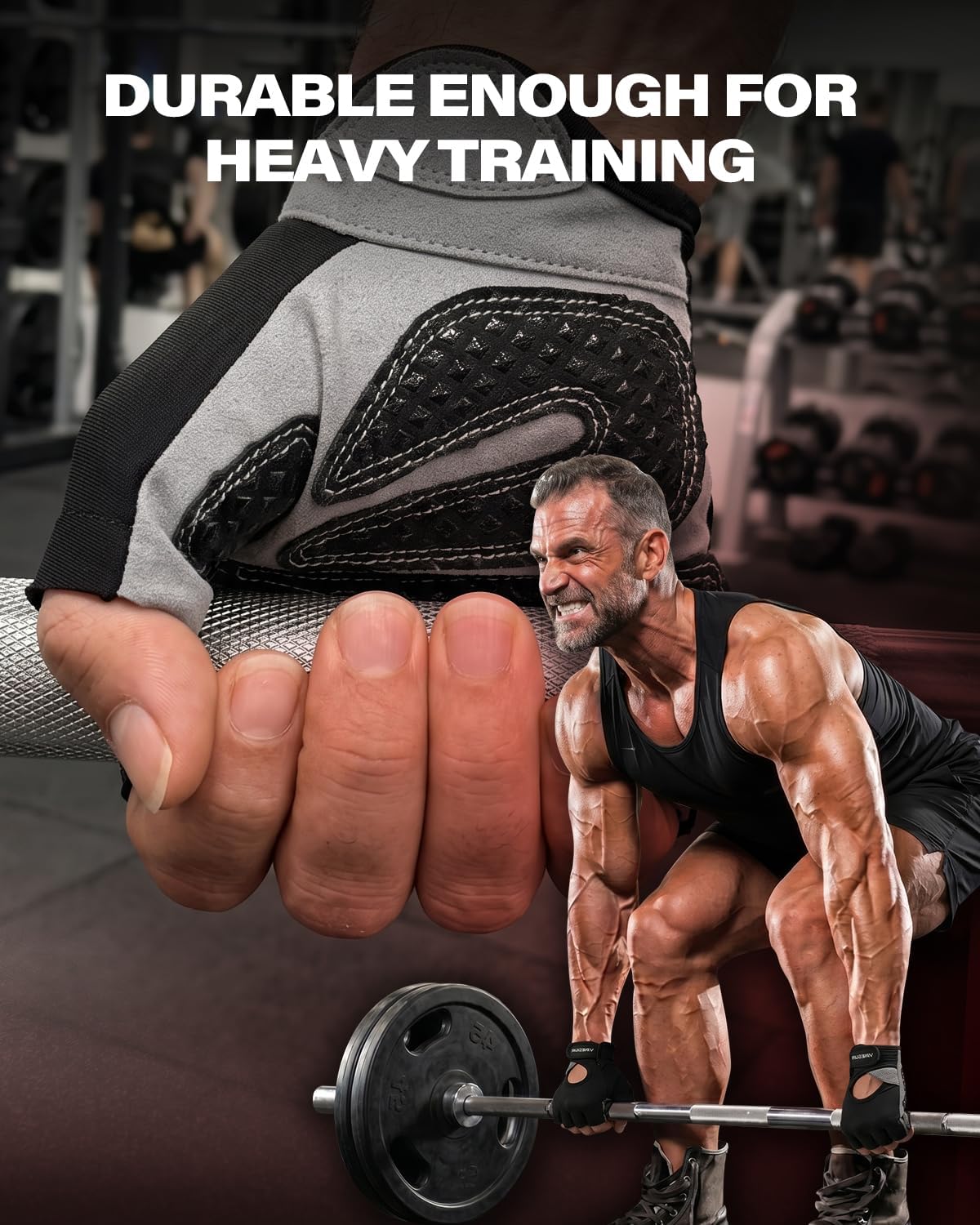 Detalle 2 de VINSGUIR 9 Gym Gloves, Large, Breathable Lycra with Padded Grip Palm