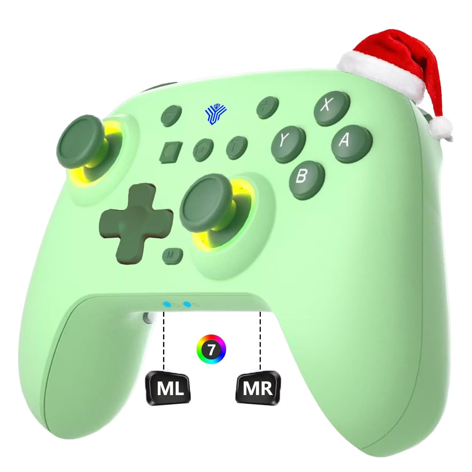 Detalle de SZYUYU Switch Controller for Switch 2 / Pro Controller with 7-Color LED, Turbo, Gyro, and Hall Effect Sticks
