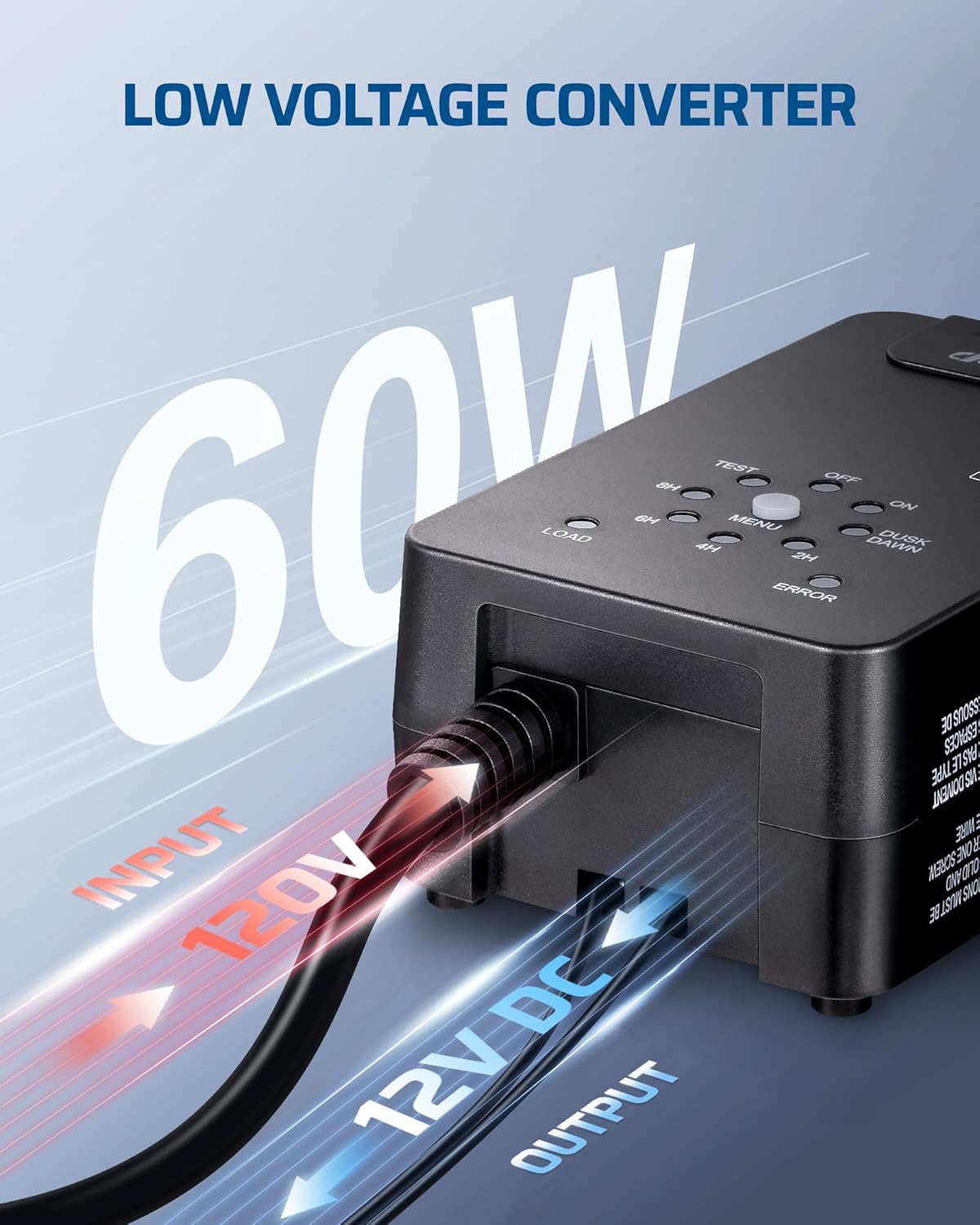 Detalle de DEWENWILS 60W Low Voltage Transformer with Dusk-to-Dawn Sensor and Countdown Timer