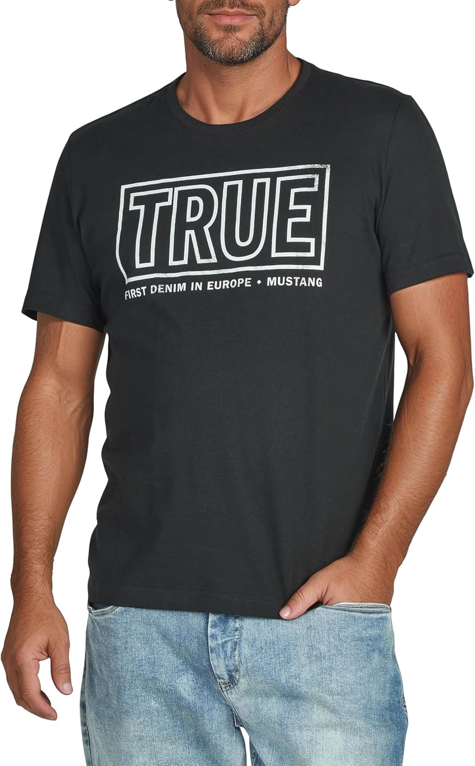 Detalle de MUSTANG Herren Baumwolle Regular Fit 4er Pack T-Shirts – Rundhals, Kurzarm, Logoprint
