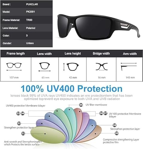 Thumbnail 4 de PUKCLAR Gafas de Sol Polarizadas Unisex con Protección UV400 y Montura TR90 ultraligera