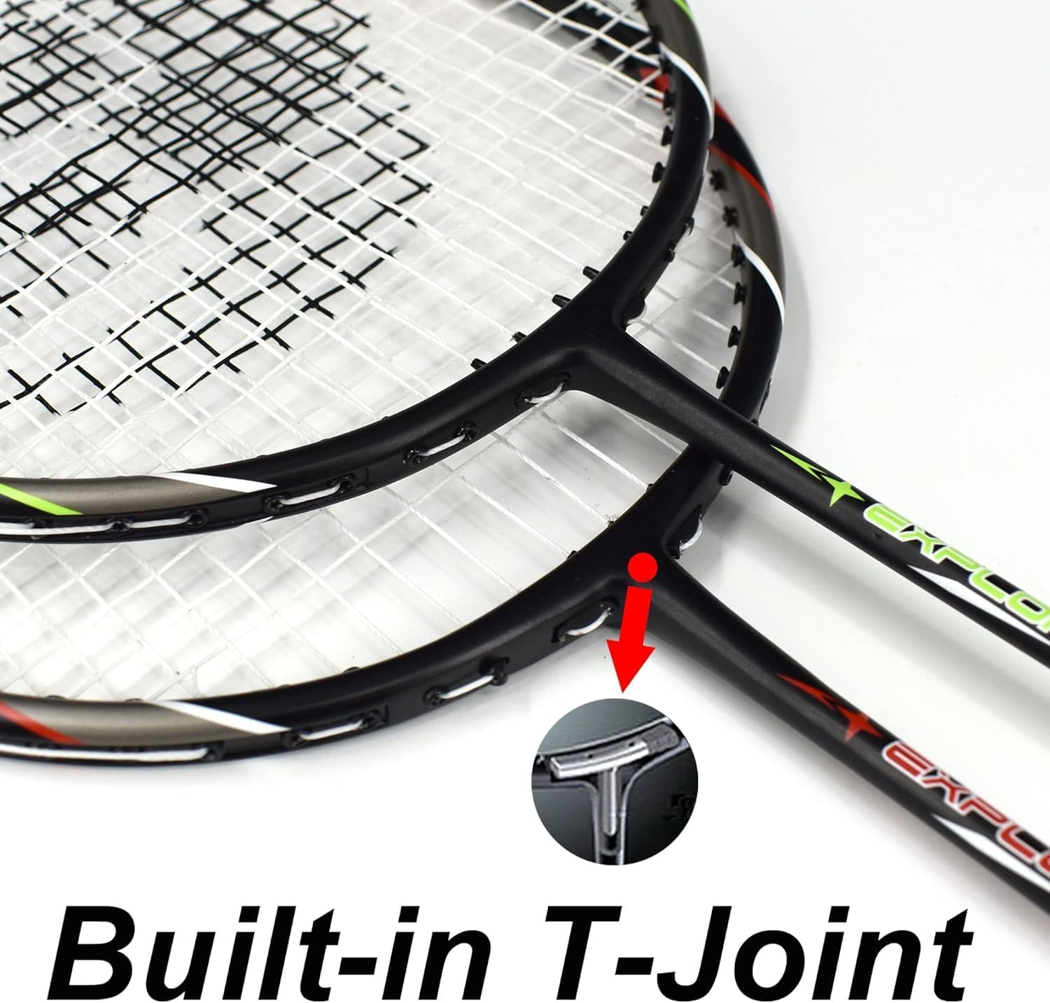 Detalle de Senston Graphit Badminton-Set Leichtgewicht – 2 Schläger, T-Joint, Isometrischer Kopf
