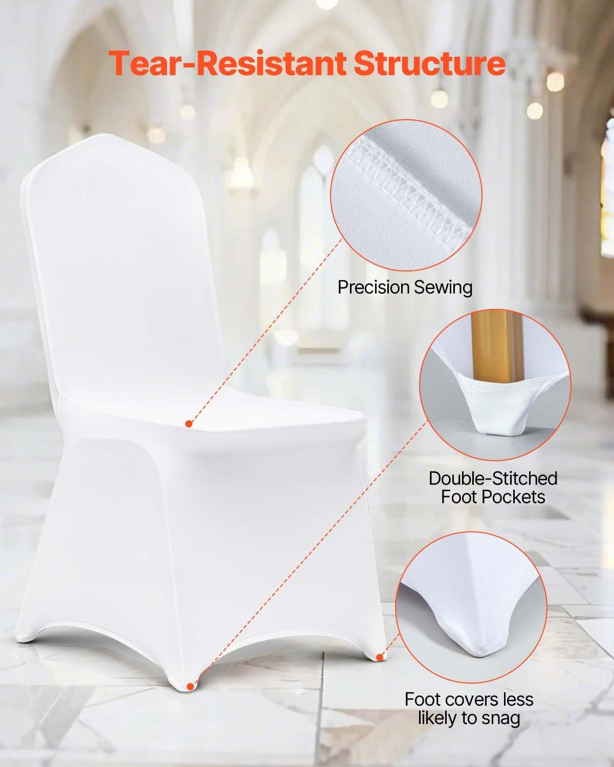 Thumbnail 6 de VEVOR RD-VV-05 White Stretch Chair Covers, 50-Pack for Events