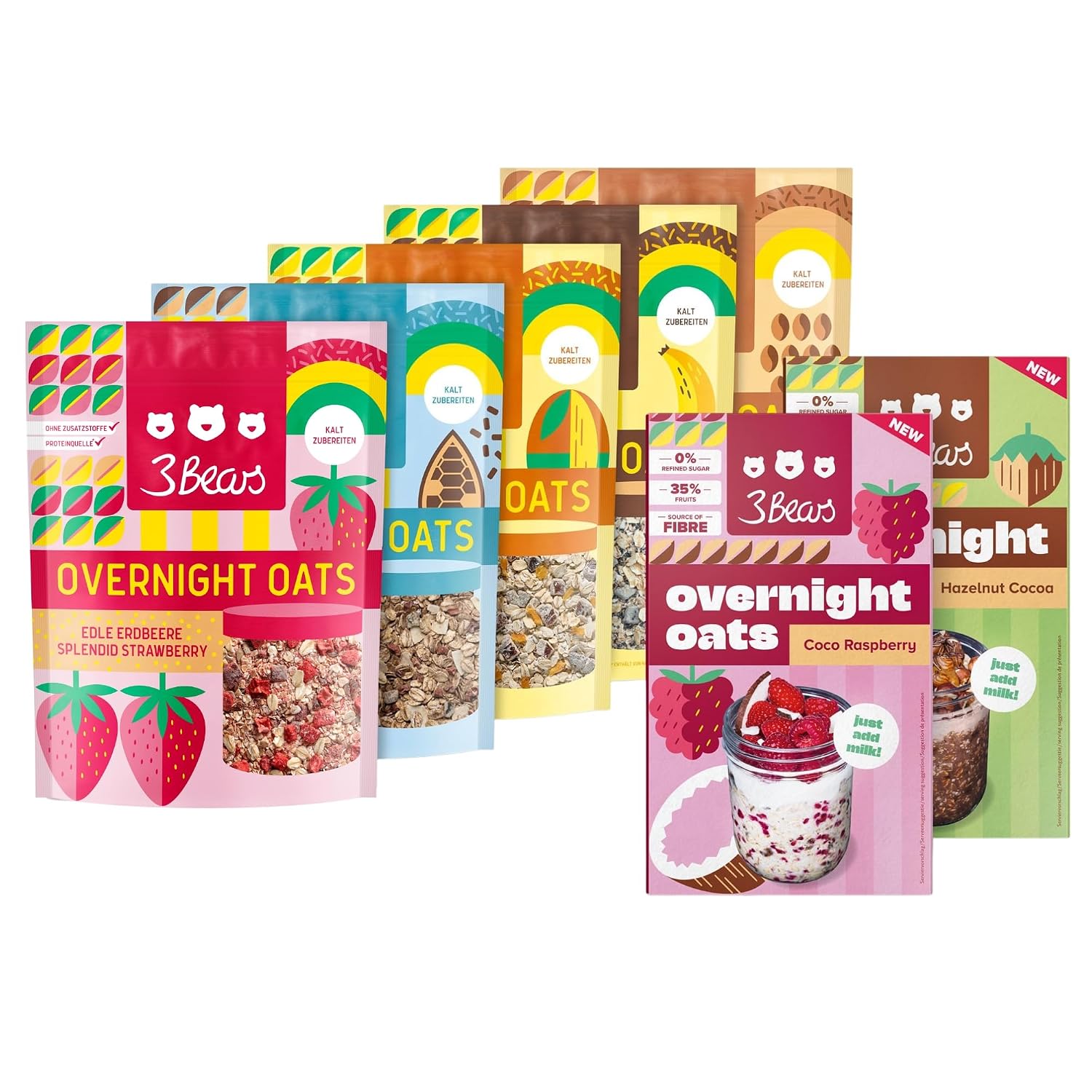 3Bears Overnight Oats Set 7x400g vegane Mischung