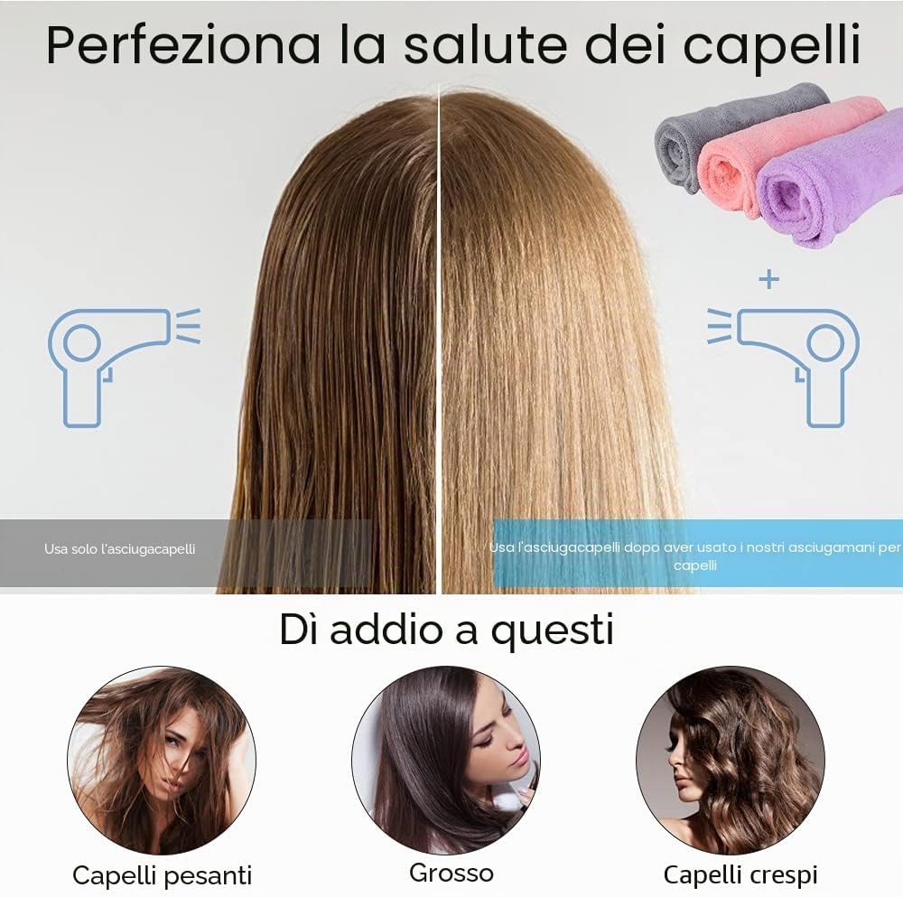 Thumbnail 4 de URAQT Asciugamano Per Capelli, 3 Pcs: turbante in microfibra per asciugatura rapida e protezione capelli
