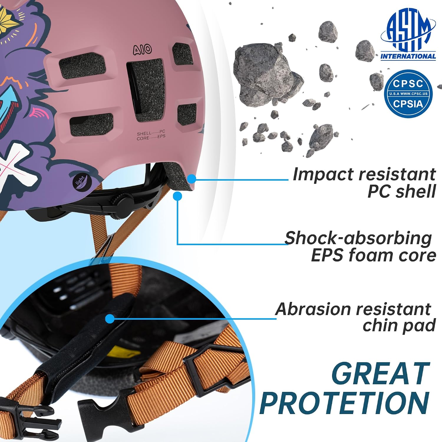 Detalle 2 de GLAMVILLA Skaterhelm Ultraleicht 260 g