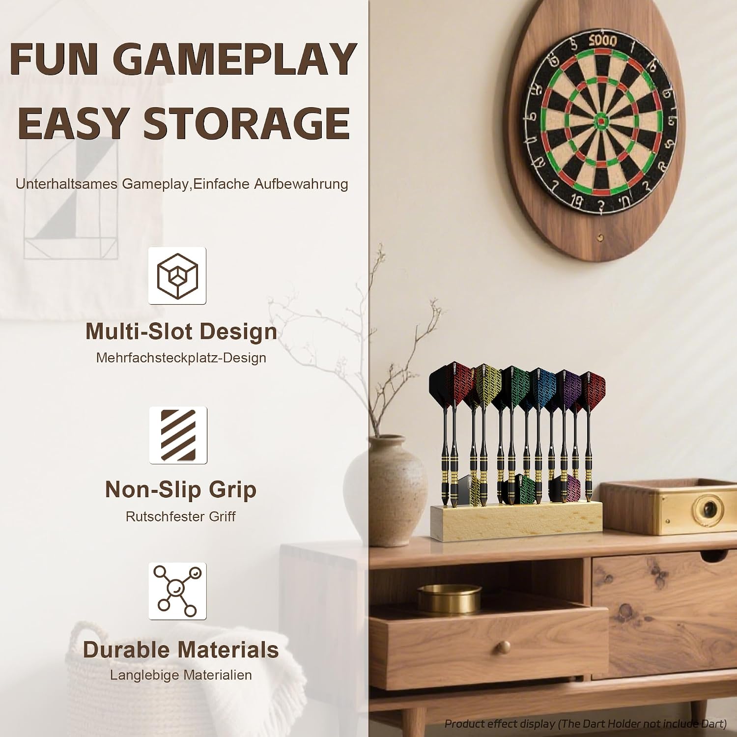 Thumbnail 6 de CyeeLife Dart Stand Wall Mount wooden dart holder for 12 darts (natural wood)