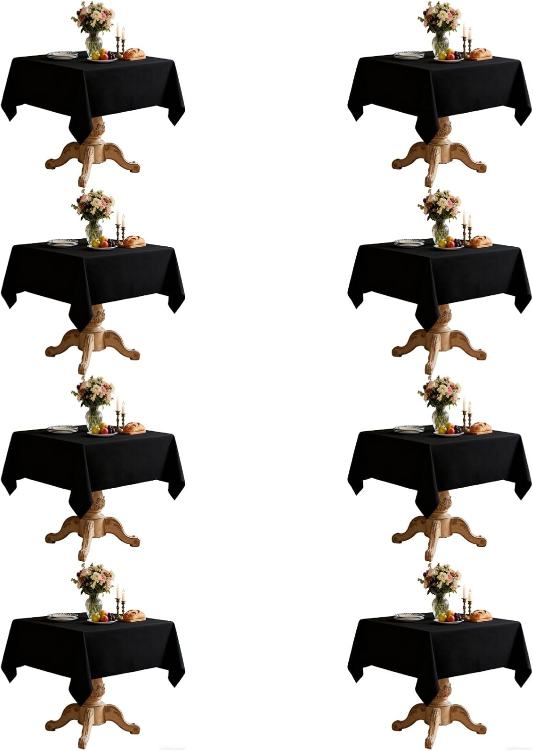 Detalle de pepmily 8-Pack Black Square Tablecloths (70x70 Inch) for Square Tables