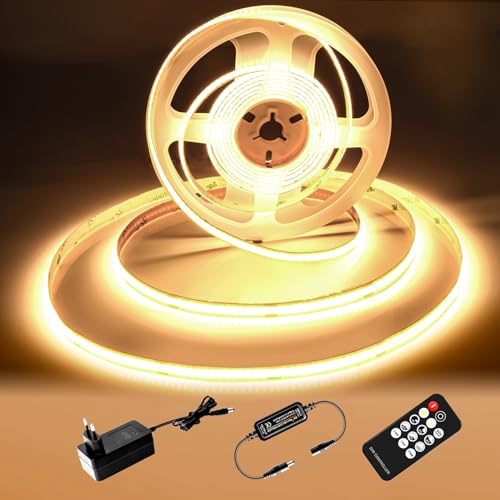 Detalle de Ruban LED COB 5M Luktix 24V 3000K – dimmable, CRI92, télécommande RF